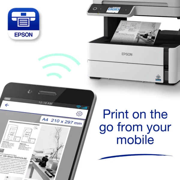 Epson EcoTank M3170 Mono Ink Tank Printer - PrecisionCore, 20ppm, Wi-Fi, Auto Duplex, ADF, Fax, 1200x2400 DPI - Image 4