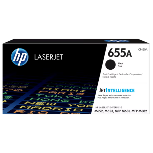 HP 655A Black Original LaserJet Toner Cartridge CF450A – 12,500‑Page Yield, JetIntelligence High‑Performance Printing